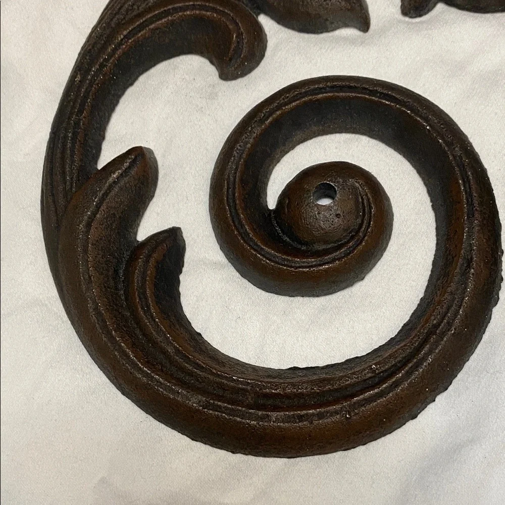 Set of 3 Vintage Dark  Brown Swirl Cast Iron Wall Decor Set. Each one 1.6 lbs.